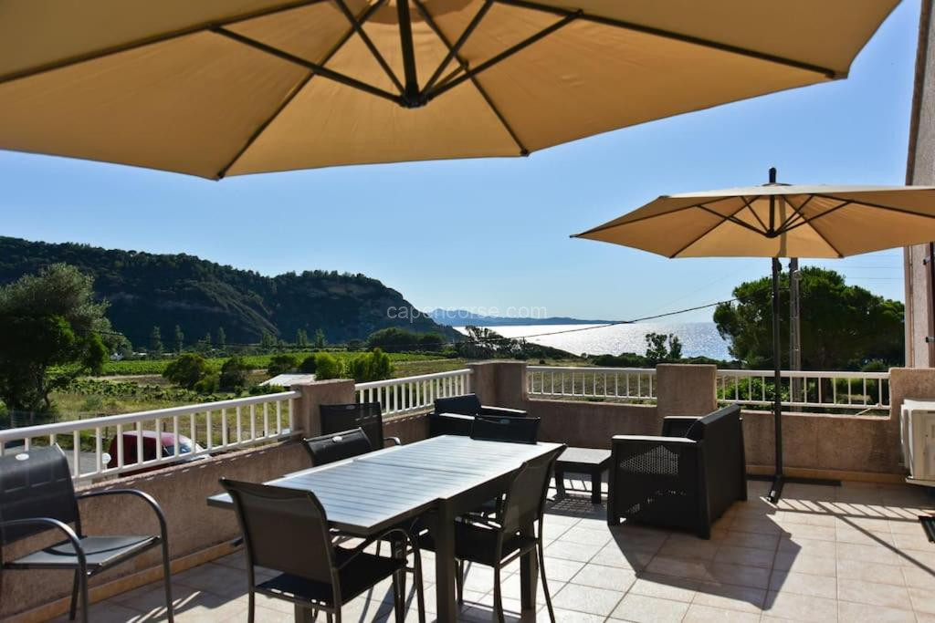 Photo de Terrasse panoramique ensoleillée avec vue mer